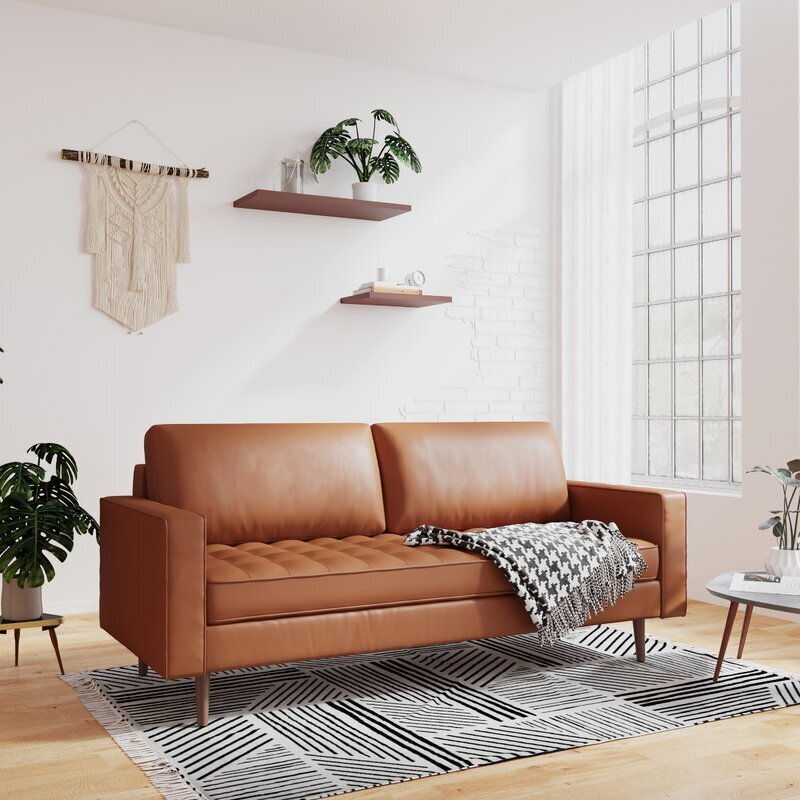 Vegan Leather Camel Colored Couch