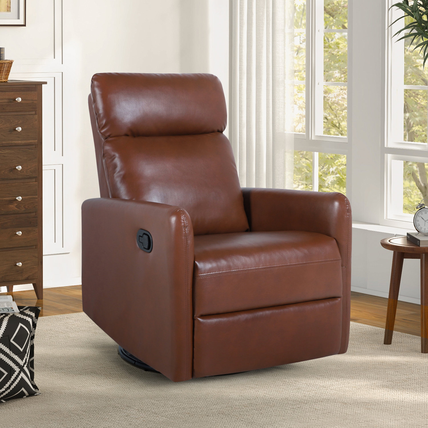 Vegan Leather Small Recliner Swivel Chair