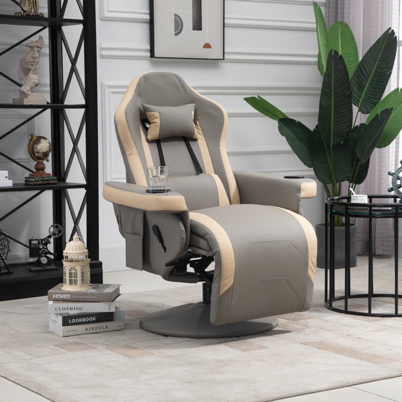 Stylish Padded Recliner Chair with Swivel Base