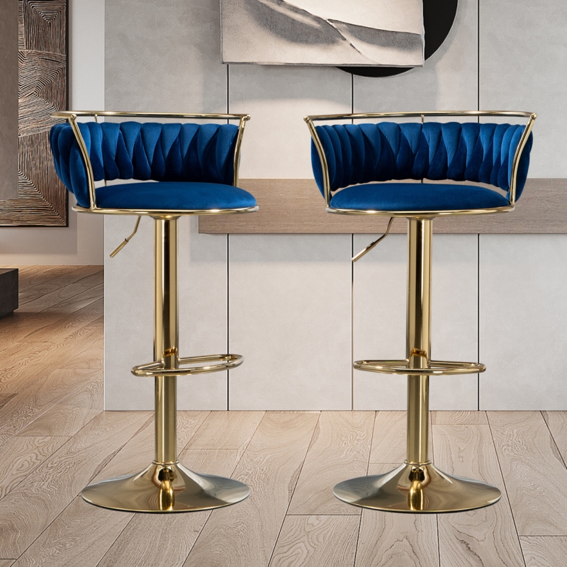 Height-Adjustable Swivel Bar Stool with Footrest