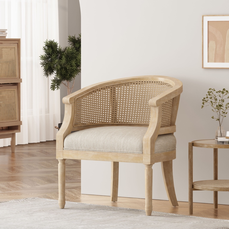 French Country Accent Chair with Cane Webbing