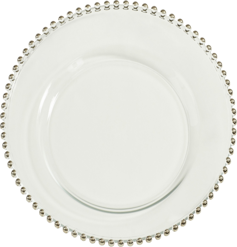 White Glass Beaded Charger Plate