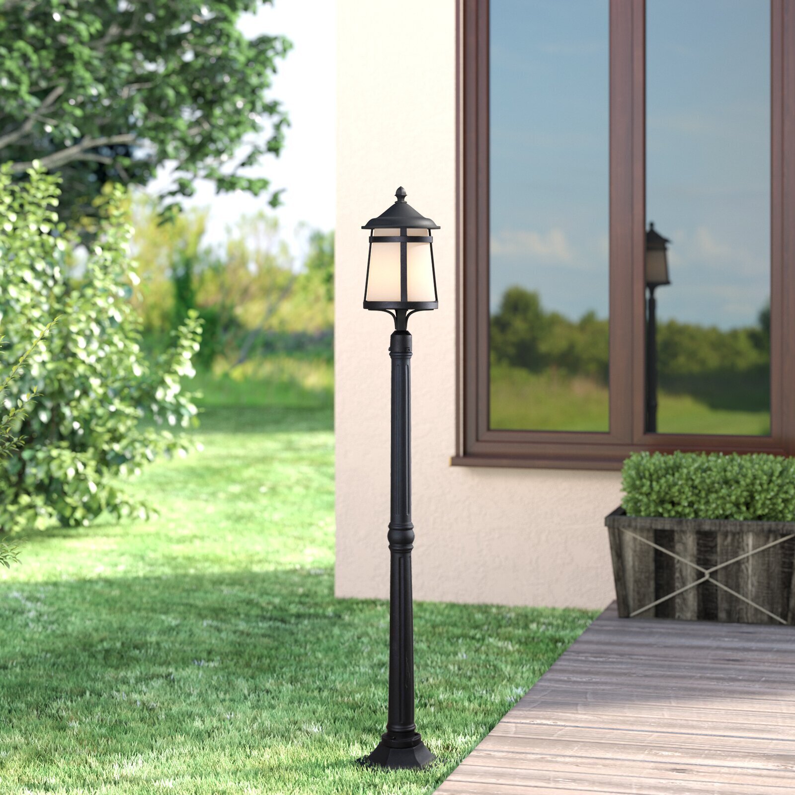 Versatile Indoor Lamp Post with Frosted Dome