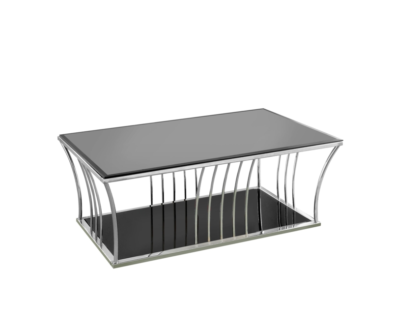Modern Metal Coffee Table with Glass Shelf