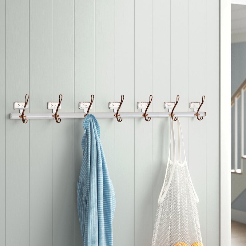 Coat Hook 2 Pieces Double Wall Hook Bathroom Coat Hook Rack Hanger White  Wall Mount Vintage Style Rustic Decoration : : Home