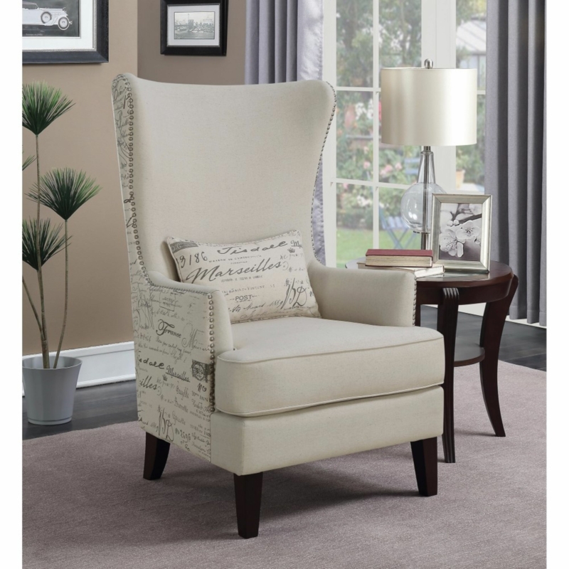 Chic Cream High-Back Accent Chair