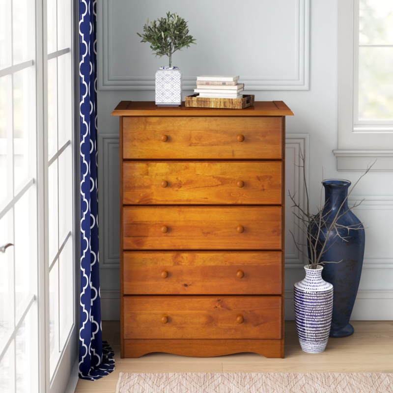 Solid Wood 5-Drawer Chest