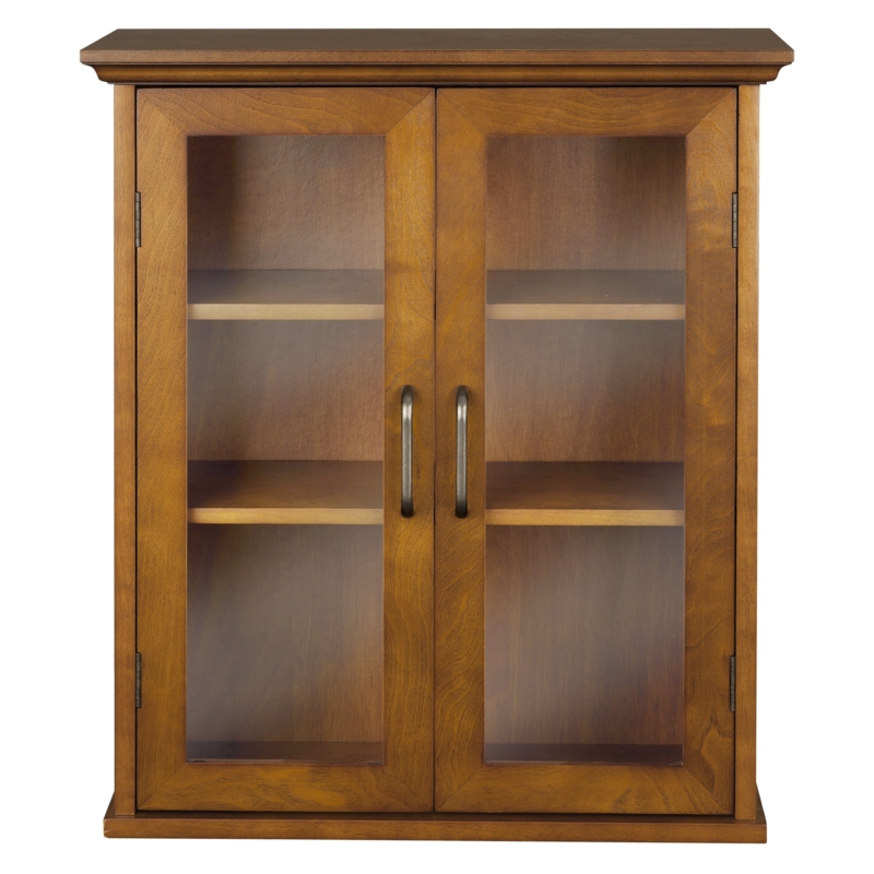 Wooden Wall Cabinet with Glass Mosaic Doors