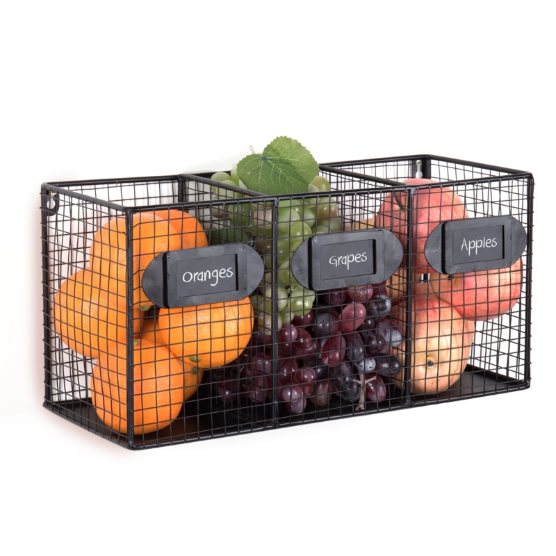 Wall-Mounted Baskets with Chalkboard Labels