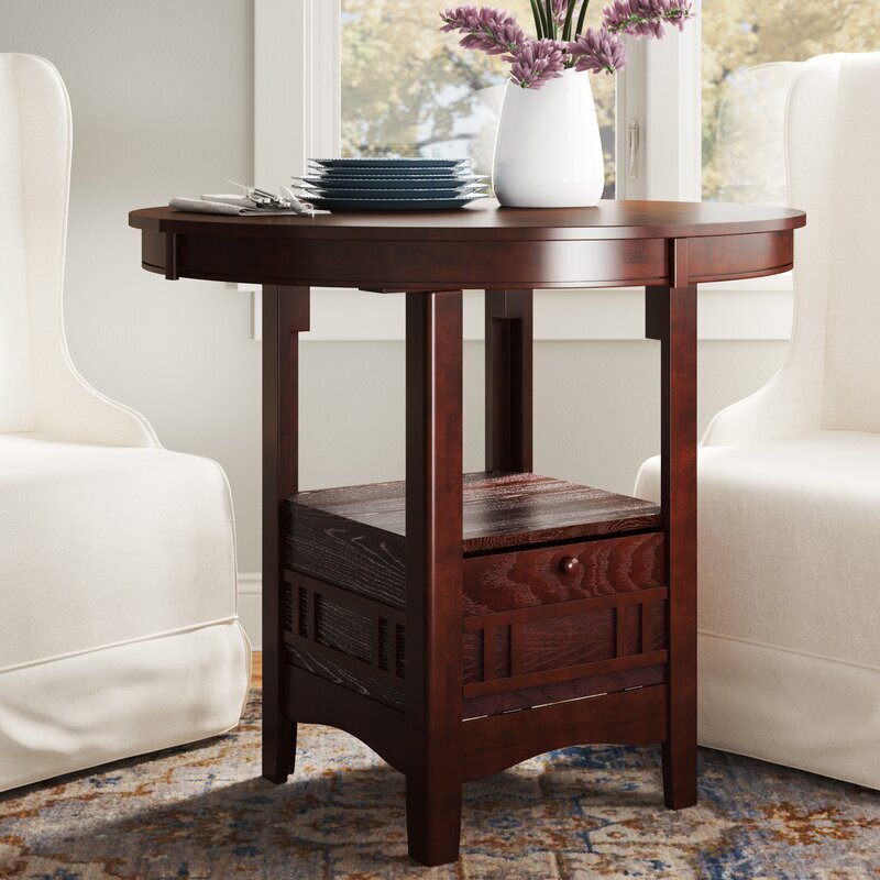 Warm Brown Bar Height Dining Table