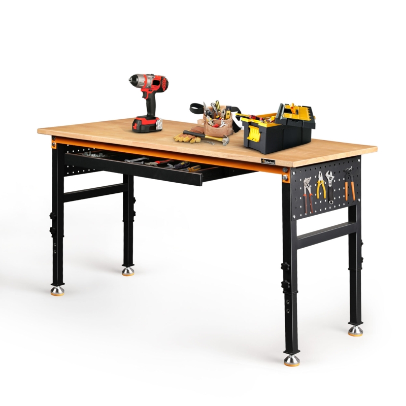 Heavy-Duty Adjustable Workbench with Drawer