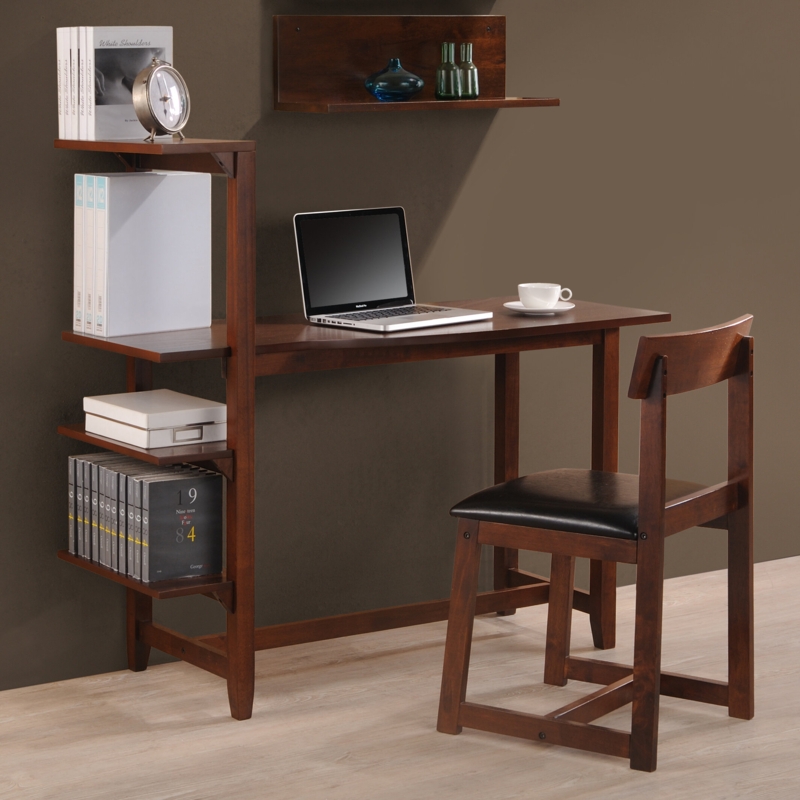 Indoor Study Desk with Attached Storage Shelf