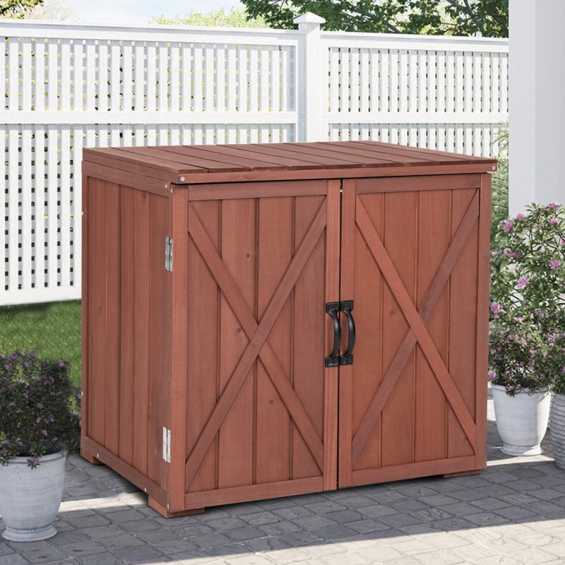Outdoor Wood Storage Cabinet