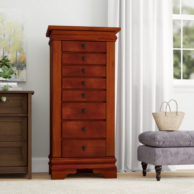 Free-Standing Jewelry Armoire with Marquis Cherry Finish