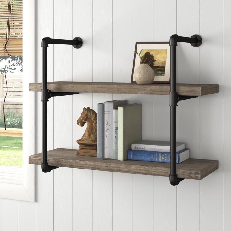 Industrial Wall-Mounted Pipe-Inspired Shelf