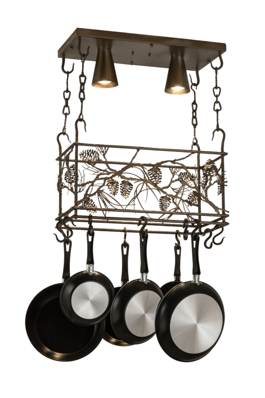 Nature-Inspired Pine Cone Oblong Lighted Pot Rack