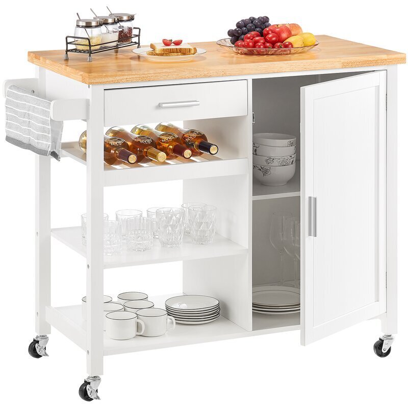White Mobile Breakfast Bar With Storage