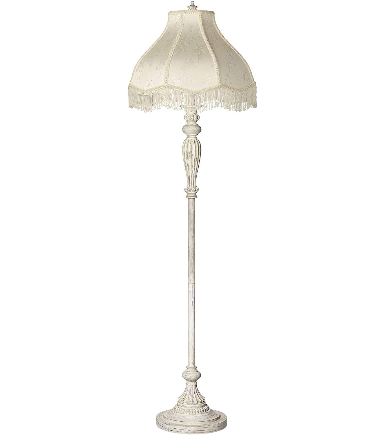 White Shabby Chic Floor Lamp with Dome Shade