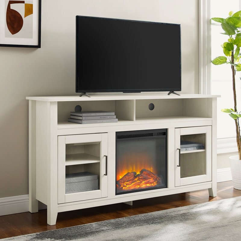 White TV Stand with Fireplace