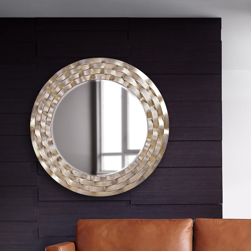 Round Thatch-Inspired Wall Mirror
