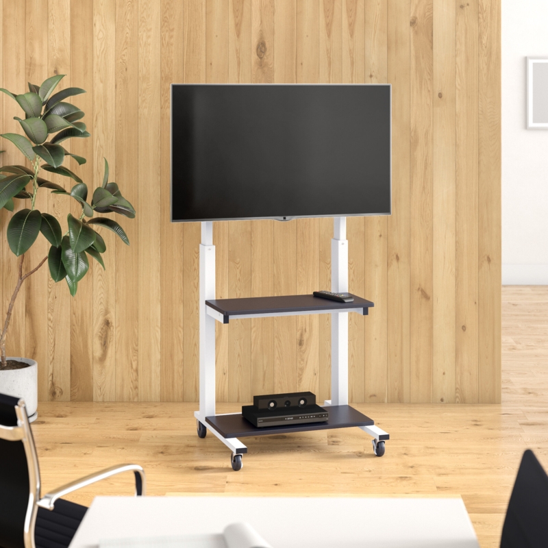 Mobile TV Stand with Rolling Casters and Shelf
