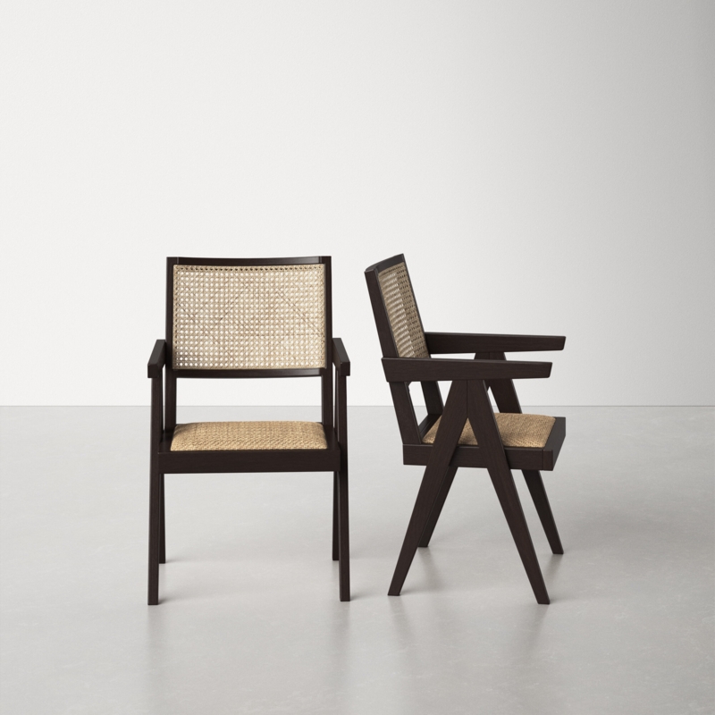 Accented Dining Chair with Natural Rattan