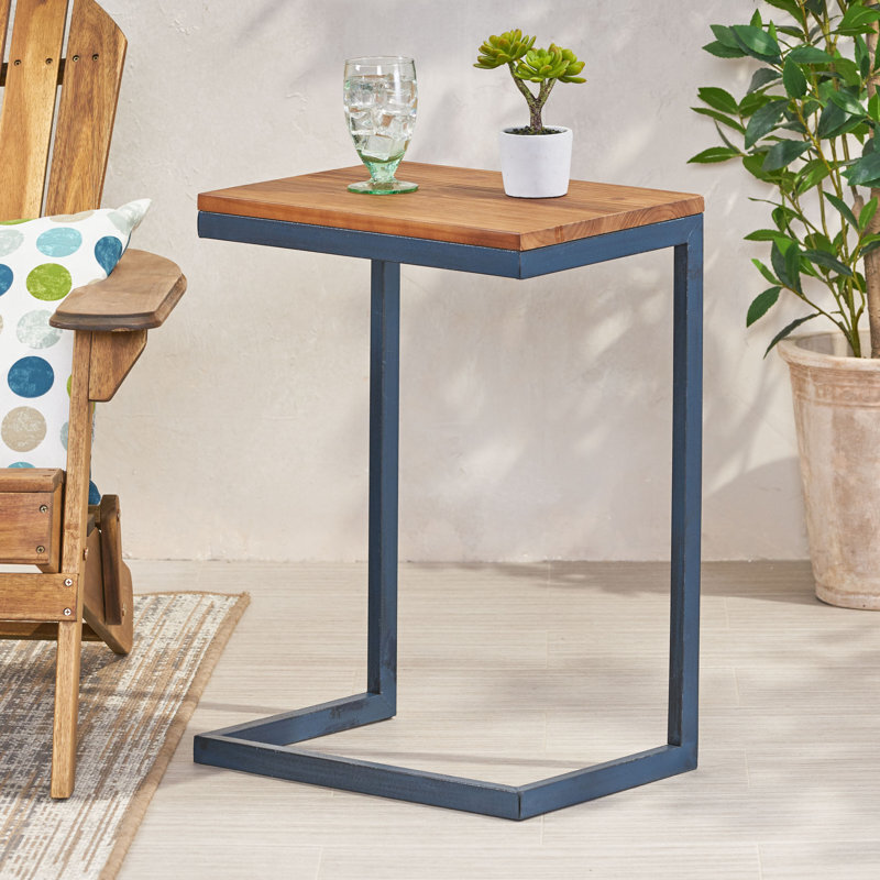 Wood and Metal Side Table for Recliner