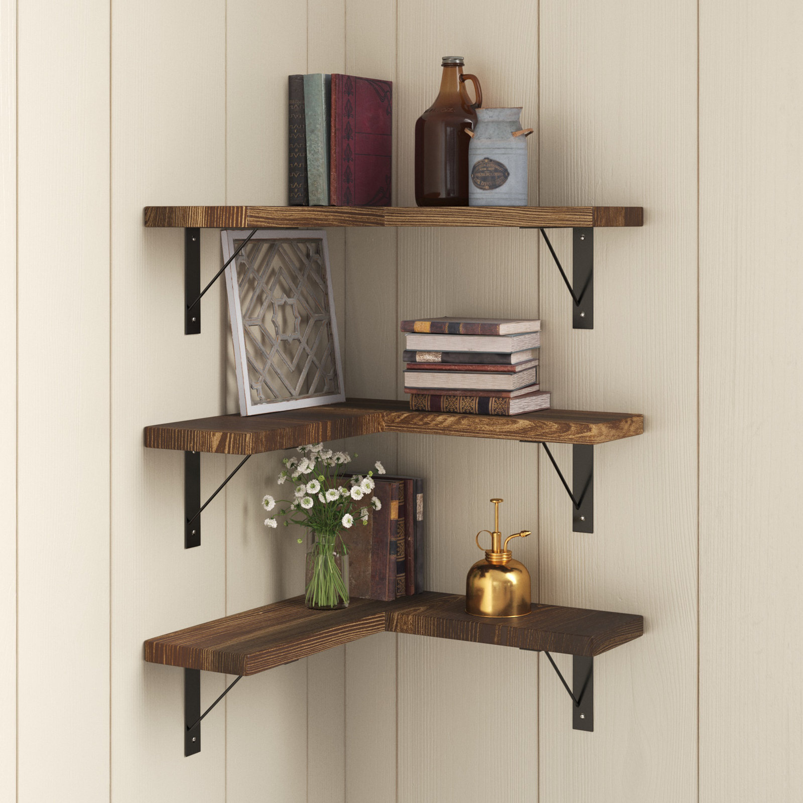 Wooden Corner Design Shelves