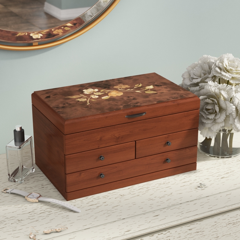 Elegant Jewelry Box with Floral Inlay
