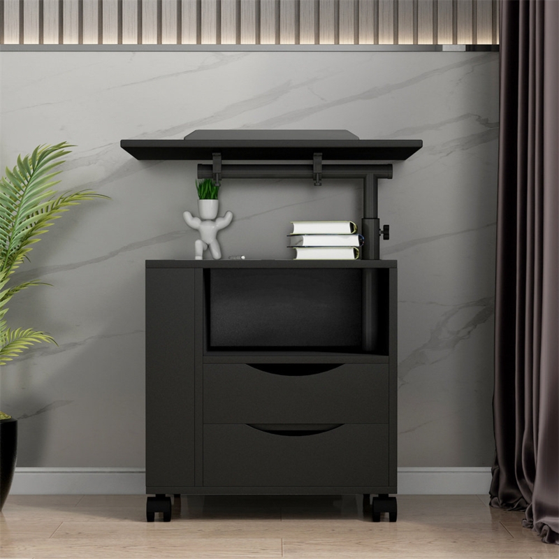 Rolling Adjustable Bedside Desk with Storage