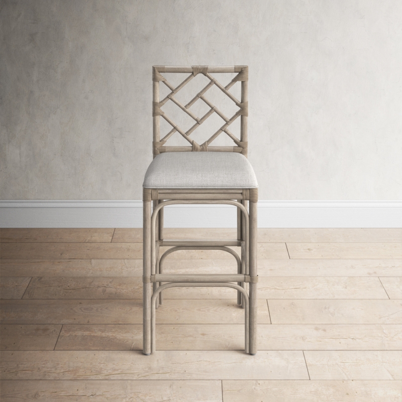 Intricately Woven Rattan Counter Stool