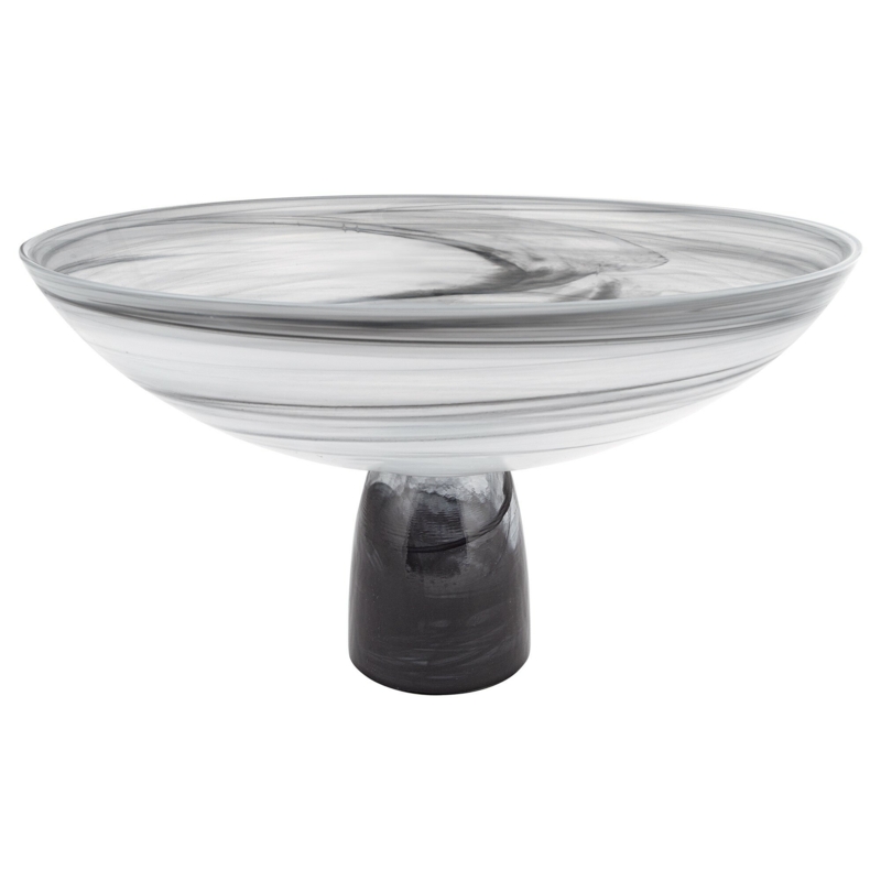 Black Swirl Alabaster Glass Bowl