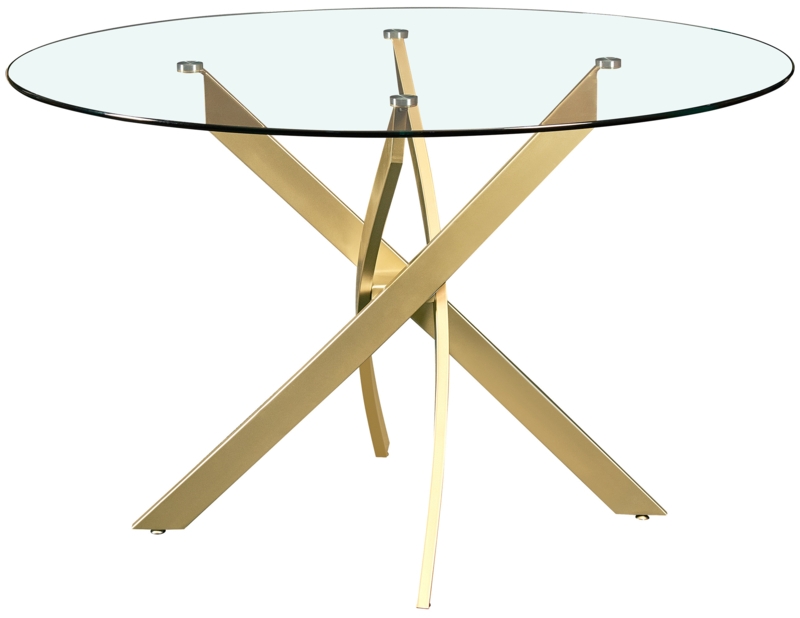 Round Glass Dining Table with Metal Base