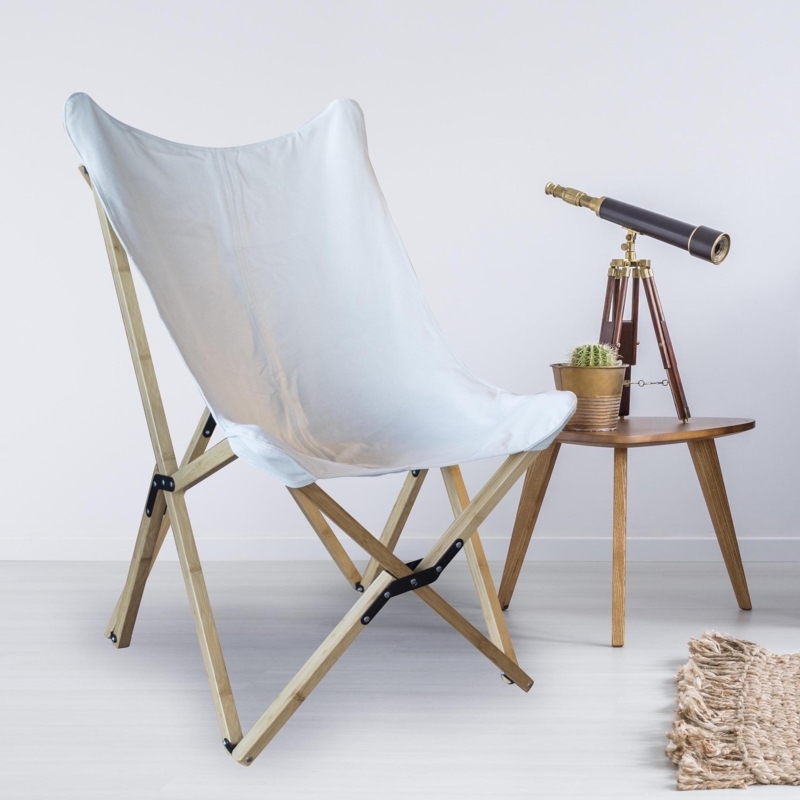 Modern Bamboo and Canvas Folding Chair