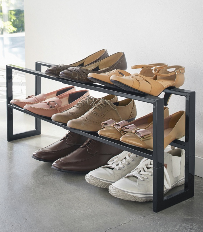 Yamazaki Home 2 Shelves Adjustable Shoe Rack, Large, Double, Steel,Holds 6 to 12 shoes, Expandable