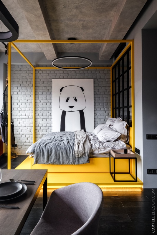Yellow Industrial Bedroom