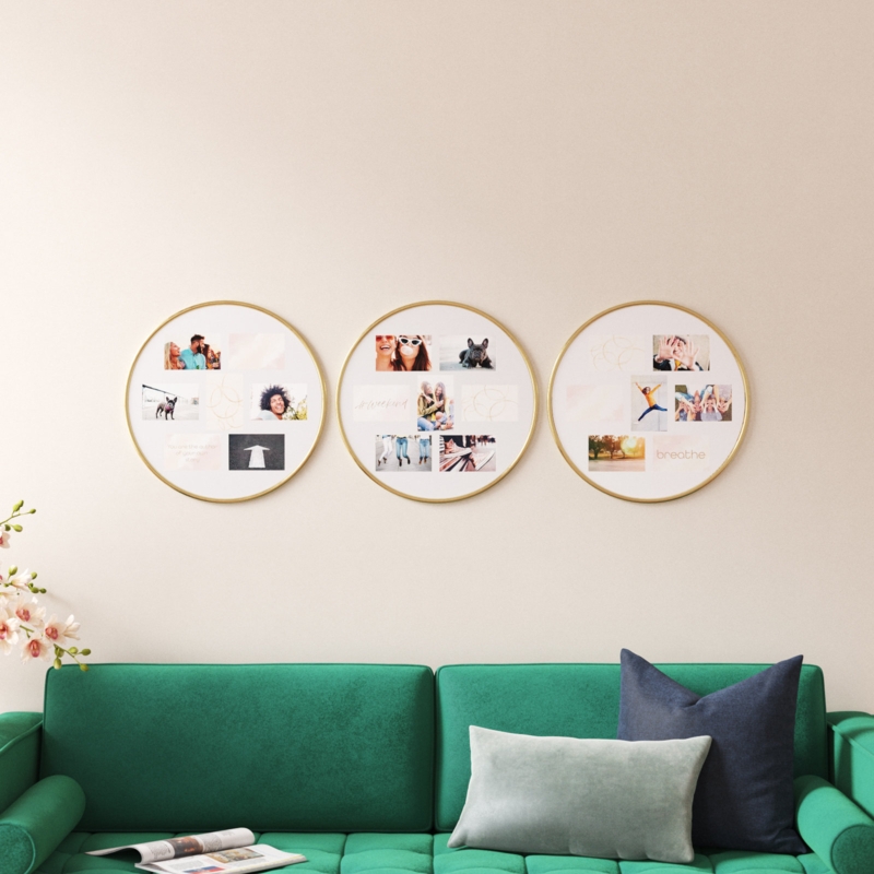 Gold Modern Round Collage Picture Frame Set