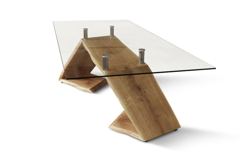 Contemporary Oak and Glass Dining Table