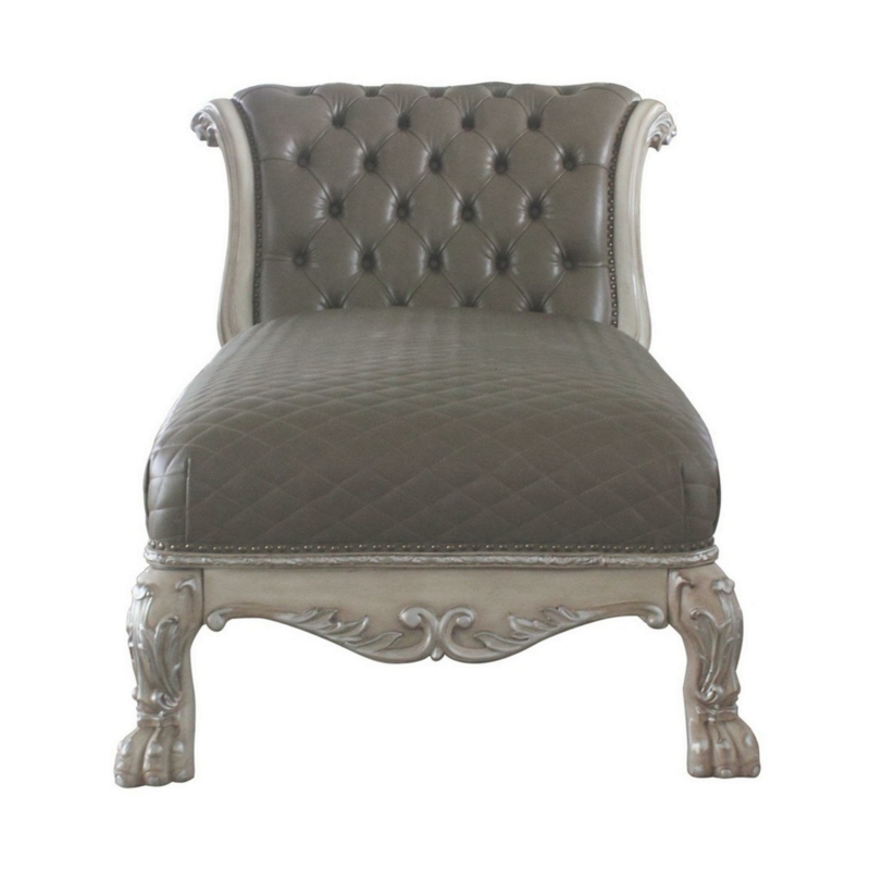 Elegant Wood Chaise with Diamond Stitching