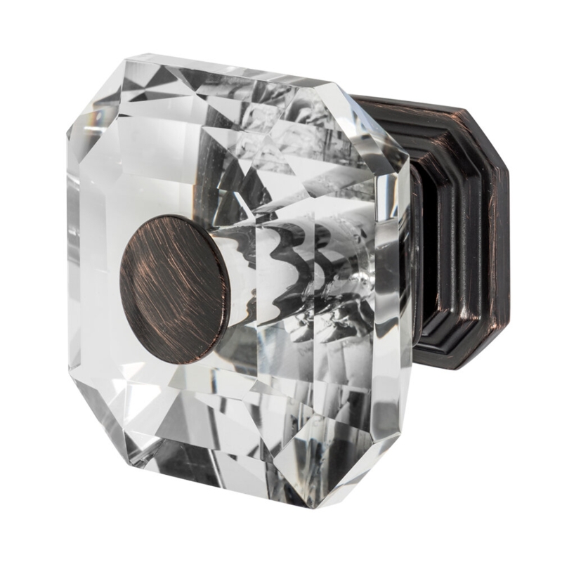 Clubhouse Square Knob with Crystal Accent