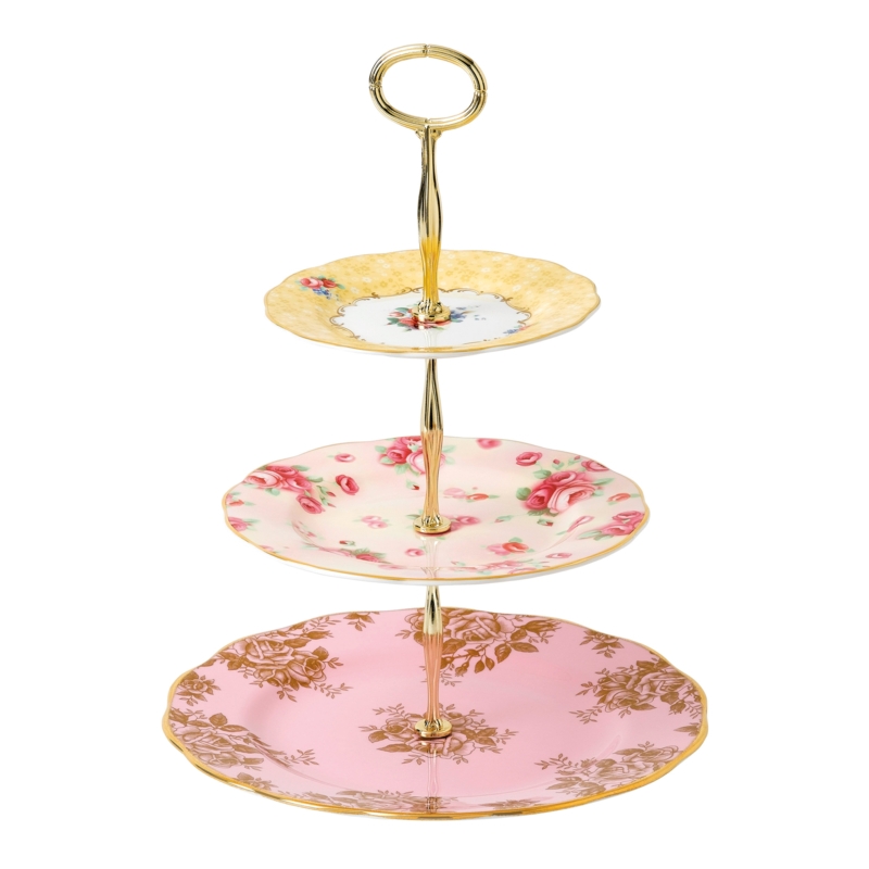 Tiered Bone China Stand with Vintage Designs