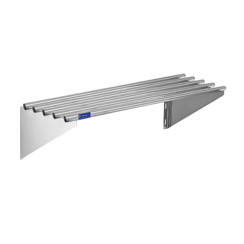 Stainless Steel Tubular Wall Shelf with Mounting Brackets