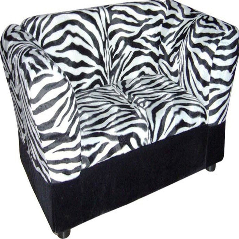 Zebra Print Upholstered Club Chair-Style Dog Bed