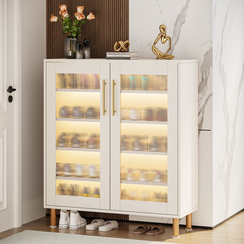 Understated Tall Shoe Cabinet with Doors - Foter