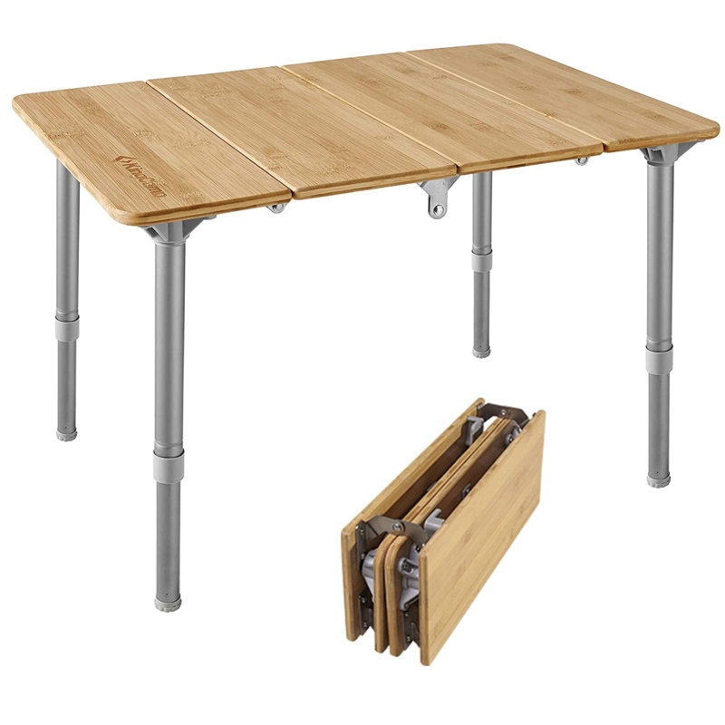 Bamboo Folding Table with Adjustable Height