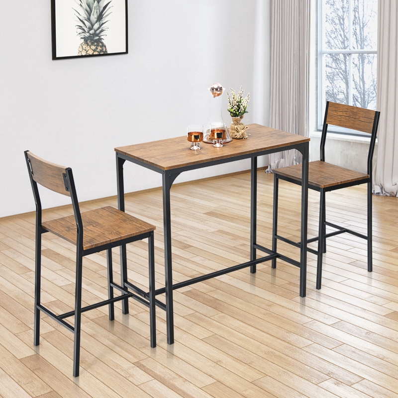 Rectangle Table with Stools and Storage Set