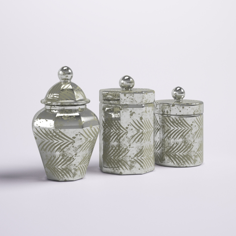 Vintage-Style Silver Glass Decorative Jars Set