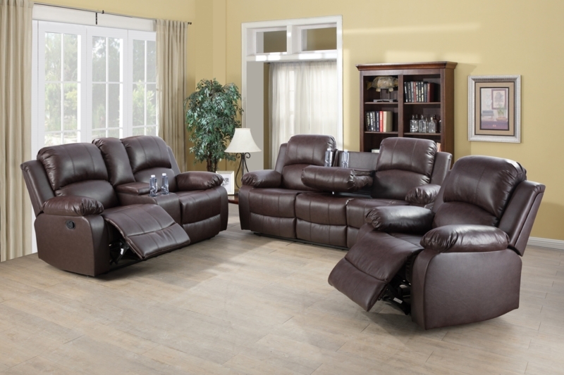 3-Piece Faux Leather Reclining Living Room Set