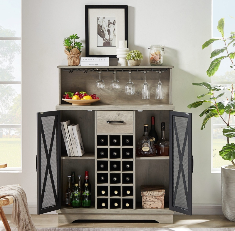 Industrial Wine Cooler with Glass Rack