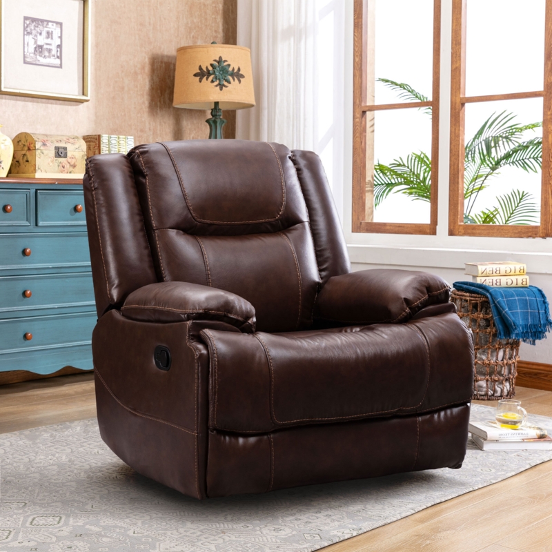 Modern Classic Leather Reclining Sofa